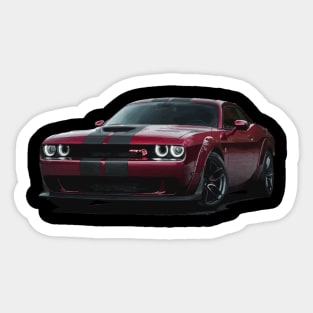 Blazing Passion: RED Dodge Challenger Fiery Full Body Posterize Car Design Sticker